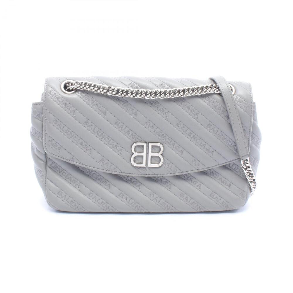 Balenciaga Round Shoulder Bag Leather Gray